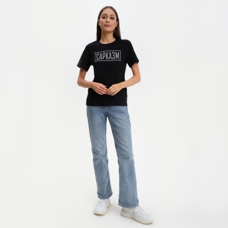 Women's T-shirt KAFTAN "Sarcasm", rr 44-46, black color-3