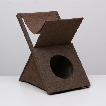 House for cats with a clamp "X", folding with a hammock, carpet, mix of flowers