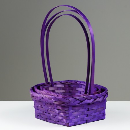 Set of wicker baskets, D19x9/32 cm, d22x9.5/34 cm, d25x10/36 cm, 3pcs, purple, bamboo-1
