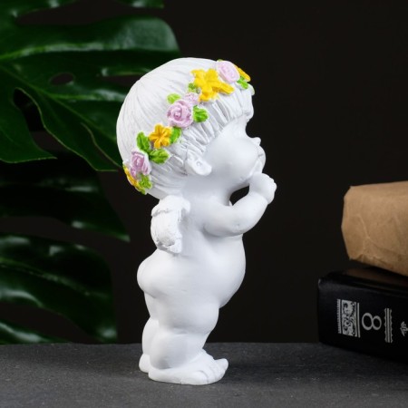 Figure "Angel finger in the mouth" White 8x9x15cm-1