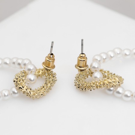 Earrings with pearls "bead" interweaving of feelings, color gold-2