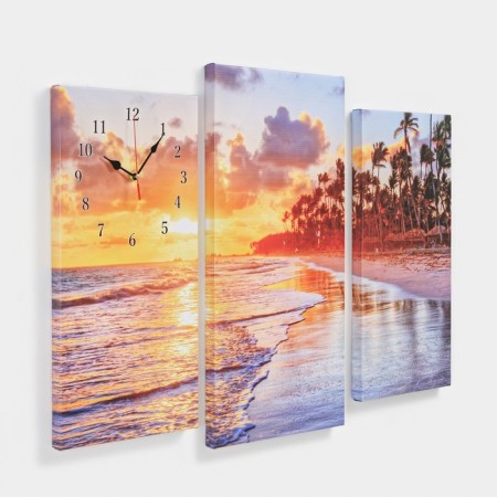 Carty clock is wall-mounted, modular "Palms at sunset", 60x80 cm-1