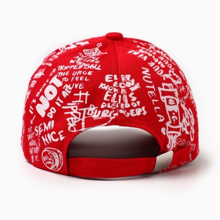 Menku cap with inscriptions, red color, rr 58-2