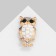 Owl brooch, black and white color in gold
