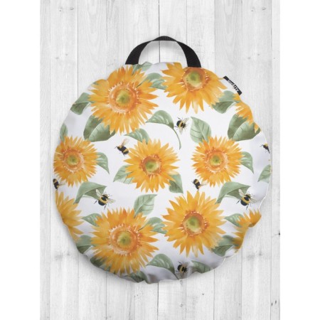 Pillow Sin "Sunflower and Bumblebee", decorative, d = 52 cm