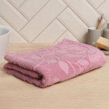 Tenle of terry jacquard Lovelife Flowers 50x90 cm, pink color, 100% HL, 500 g/m2