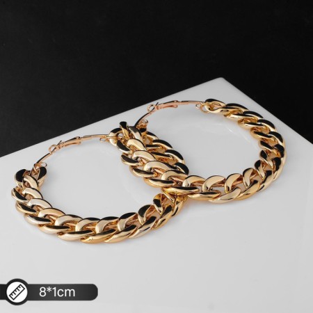 Ring Earrings "Chain", Color Gold, D = 8 cm