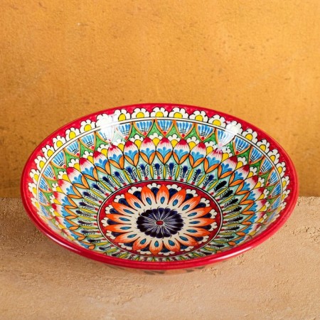 Buditsa Rishtan ceramics "Patterns", 23 cm, red