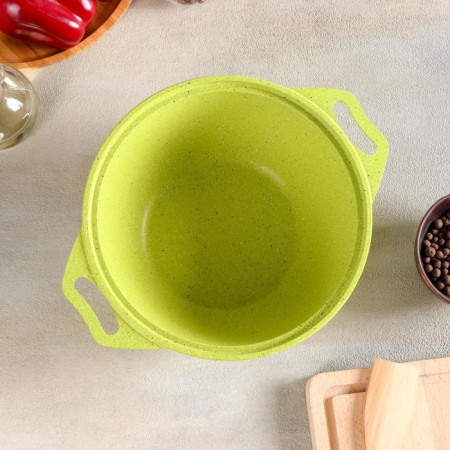 Trendy Style, 2 liter pan, glass cover, anti -stick coating, green color-9