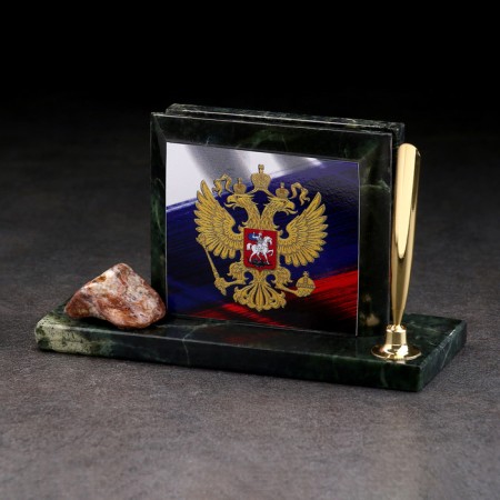 Набор настольный "Флаг с гербом", змеевик-1