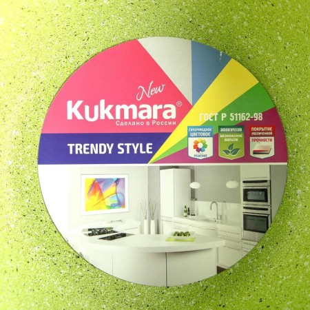 Trendy Style pan, 4 l, glass cover, anti -stick coating, green color-10