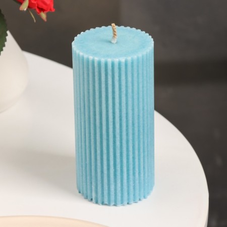 Candle-cylinder with faces, 5x10 cm, Niva, 6 hours-1