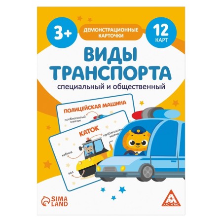 Training cards "Types of transport. Special and public ", 12 cards, 3+-2
