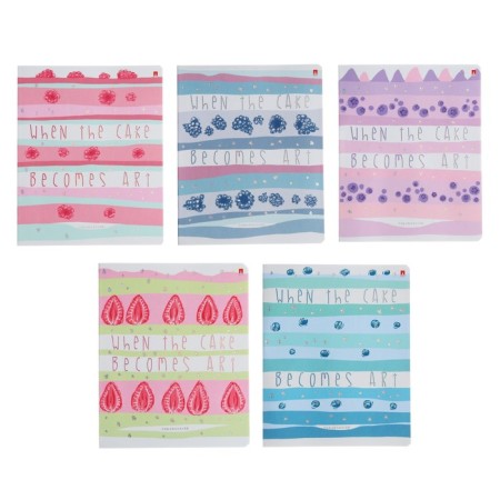 Notebook of 48 sheets in the cage "Berry Torte", covered cardboard, matte lamination Soft Touch, foil, mix