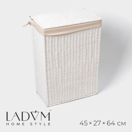 Ladopa LadoM basket "Classics", rectangular, 45 × 27 × 64 cm, white