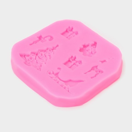 Mold "New Year's Eve", silicone, 8 × 1.1 cm, pink color-2