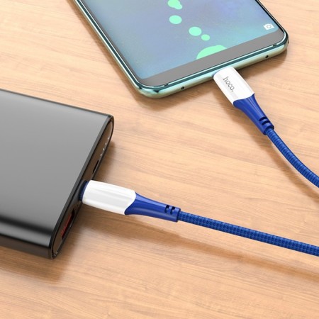 Hoco X70, Type-C-Type-C, 60 W cable (laptop charging), 3 A, 1 m, nylon braid, blue-2