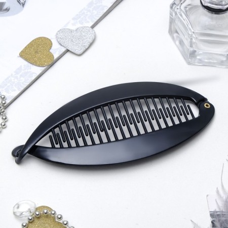 Hair banana "Classic" oval, 6.2x13.5 cm, black