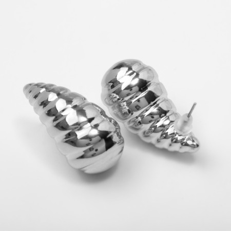 Earrings plastic "drop" vibration, silver color-1