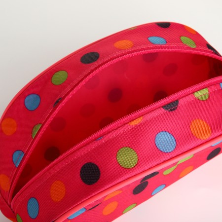 Road cosmetic bag on a zipper, with a handle, pink color-2