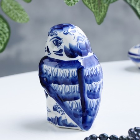 Souvenir Owl, Gzhel, 13x9 cm-1