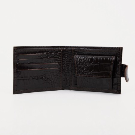 Men's purse on a button, for bills, for cards, for coins, brown color-2