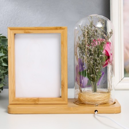 Photo frame wood 9x13 cm with backlight "Rosa in the flask" USB 9.5x21x17.5 cm-4