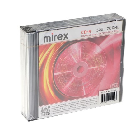 CD-R MIREX BRAND, 52X, 700 MB, SLIM, set 5 pcs-1