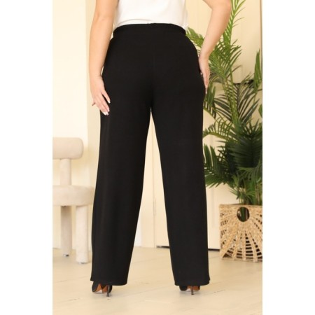 Women's costume: cardigan, trousers, size 50, black color-5