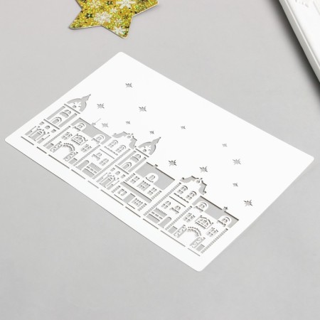 Plastic stencil "houses" 24x16 cm-1