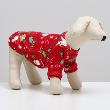 New Year. New Year's sweatshirt for animals "Gifts", size M, red (DS 30, Osh 26, OG 38 cm)-1