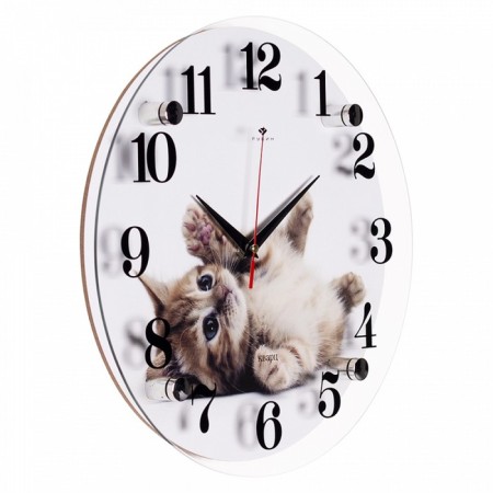 Watch wall, interior "Gray kitten", D-30 cm, silent-1