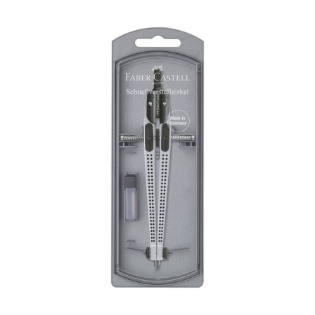 Metal compass Faber-Castell Quick Set Ultra Grip 2001 170 mm, silver, plastic pencil case