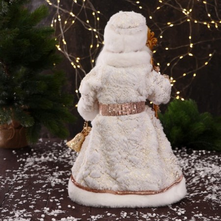 Santa Claus "with cones and staff" moves, 40 cm, white-beige-2