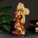 Figure "Cleopatra with a panther sitting large" bronze/red, 21x39x51cm