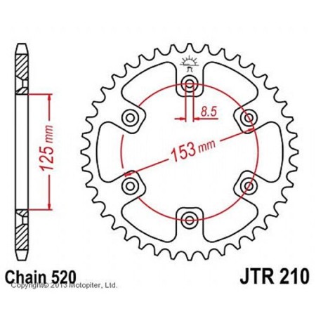 Vedica star JT SPROCKETS JTR210-47, chain 520, 47 teeth