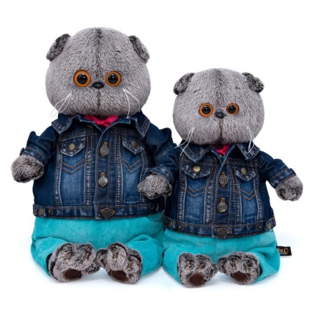 Soft toy "Basik in a jeans jacket and turquoise pants", 30 cm-7