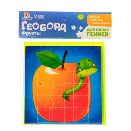 District “Fruits” geobard with interchangeable pictures and rubber bands, according to the Montessori method, tablet color mix-4