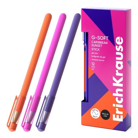 Gel pen Erichkrause G-Soft Stick Caribbean Sunset Node 0.38 mm, black ink, continuous line 500 m-8