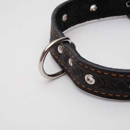 Collar leather embossed single-layer, dimensionless, 3 x 60 cm, Osh 42-55 cm, mix of flowers-4