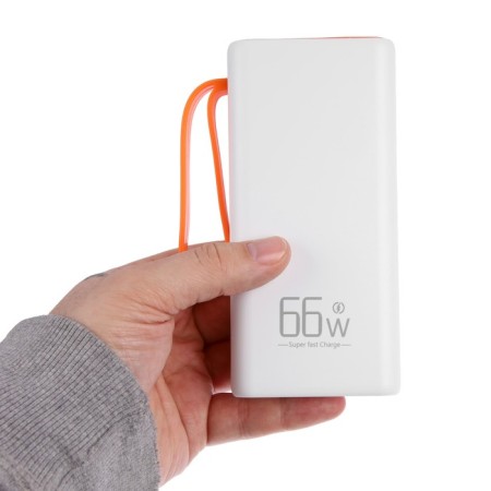 External battery YM-653, 30000 mAh, 66 W, 4USB, 3TYPE-C, lantern, fast charging, white-8
