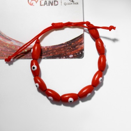 Bracelet-cooker "eyes", wooden risins, red color-2
