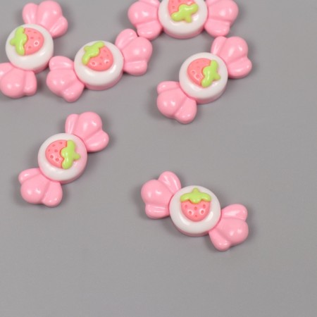 Decor for creativity plastic "Strawberry candy" set 6 Sh 1.5x3x1 cm