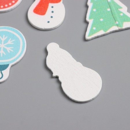 Decor for creativity wood "New Year" set 10 pcs 2.3x3 cm-2