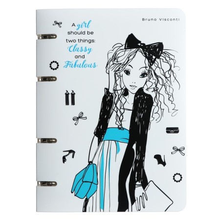 Notebook on rings, 80 sheets in the "fashionista" line, plastic cover, shift block 70 g/m2