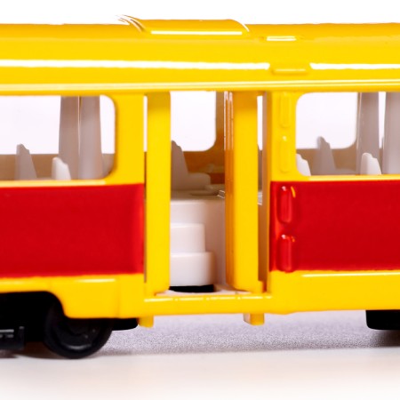Metal machine "tram", light and sound effects, doors open, inertial, 18 cm-4