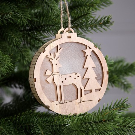 Christmas tree toy "Olenien in the forest", from batteries, glow of warm white-1