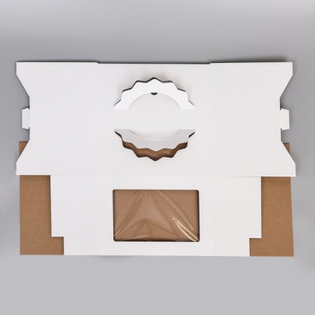 Box for cake 3 windows, with handles, white, 28 x 28 x 20 cm-4