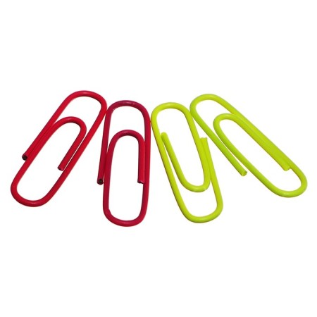Office paper clips 28 mm, 100 pcs, Erichkrause "Neon", with vinyl coating, in a plastic box, mix-1