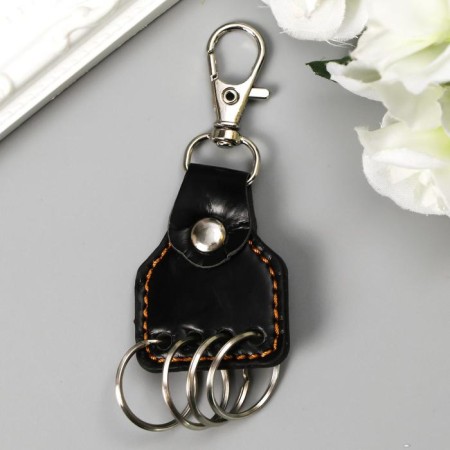 Keychain metal leatherette with carbine mix 9.5x4x0.5 cm
